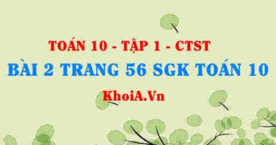 Bài 2 trang 56 SGK Toán 10 tập 1 Chân trời sáng tạo